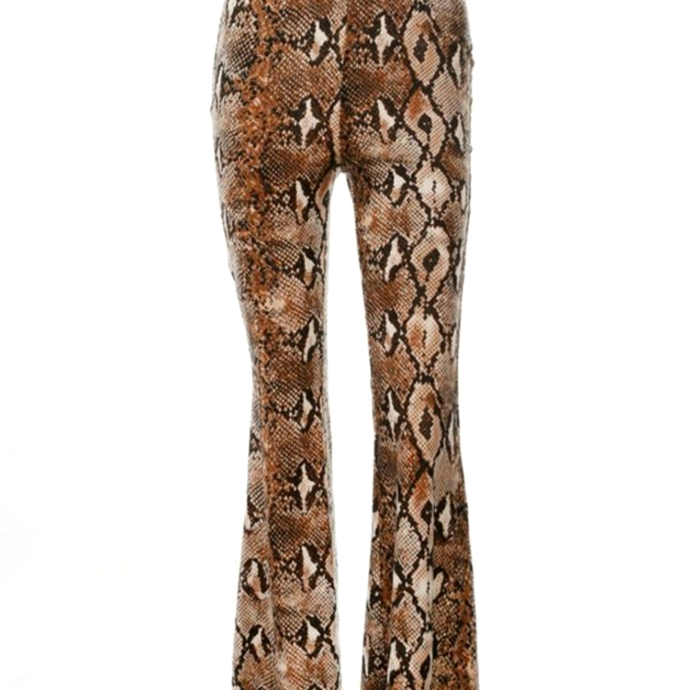 High waisted animal print flare pants